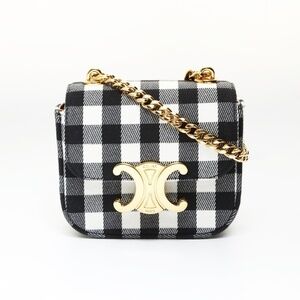 Celine Mini Claude Check Triomphe Shoulder Bag, Multicolore, WS27041